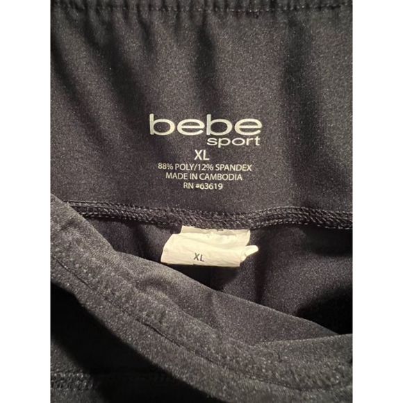 Bebe Sport Side Stripe Capri Black leggings Size Extra Large - Picture 4 of 4